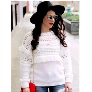 JOA Los Angeles White Fringe Sweater Small EUC​​